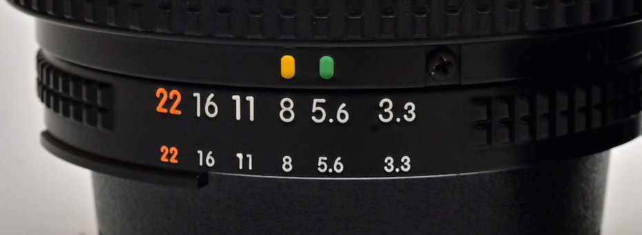 ADR aperture scale on a Nikon lens